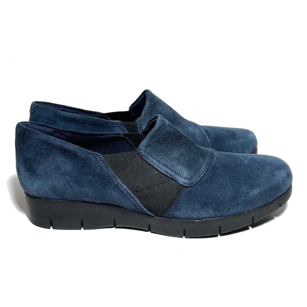 Clarks Daelyn Monarch Blue Suede Slip on Casual Loafer Shoe
